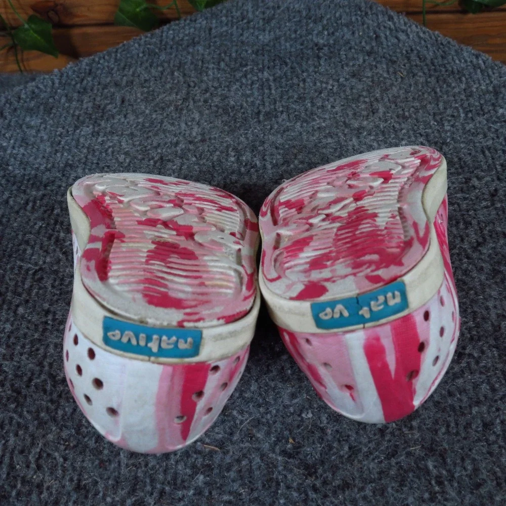Native Jefferson Marbled Toddler Girl Sandal Size‎ 6 Water Play Pink White EVA